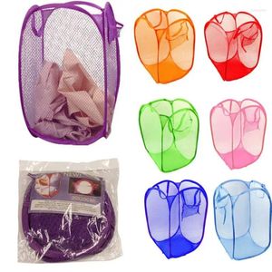 Laundry Bags Foldable Up Washing Clothes Basket Bag Hamper Mesh Storage Home-friendly