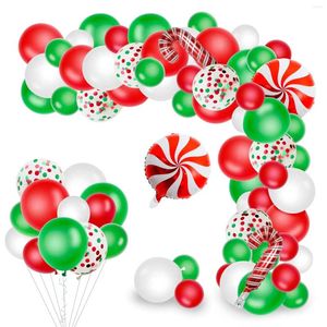 Decoração de festa 118 PCs Christmas Green Red Confetti Candy Stars Cane Aluminium Die Balloon Garland Arches Kit de aniversário Decorações de casamento