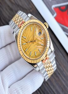 Luxury Men039s Watch Datejust M126333 Золотой циферблат Пальмовый лист 36 мм светящаяся 904L из нержавеющей стали Автоматические механические часы5285781