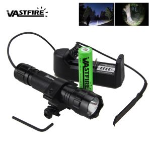 SCOPES TACTISK 501B 5000LM LED Vapen Gun Light White Hunting ficklampa+Rifle Scope AirSoft Mount+Remote Switch+18650+laddare