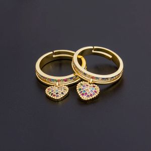 Bands Nidin New Fashion 6 Styles herzförmige Ringe für Frauen Gold Farbe Verstellbarer Ring Bester Party Hochzeitstag Juwely Geschenk