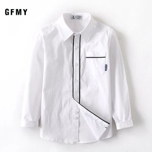 Tシャツベビー幼児ティーンエイジャー服学校制服の男の子シャツ白い長袖ターンダウンカラーキッズシャツ男の子の子供のトップ