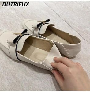 Casual Shoes Fashion Japanese Style Sweet Cute Solid Color Bow Simple Loafers Pumps For Lady 2024 Spring Autumn Women's