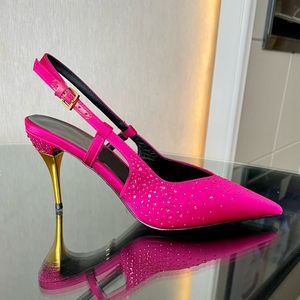 Yeni kadife jakard örgü sivri ayak parmakları slingback pompalar ayakkabı stiletto topuklu topaklar 8.5cm kadın yüksek topuklu katırlar sandalet lüks tasarımcı elbise ayakkabı kutu ile