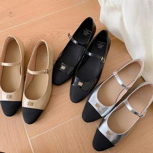 Casual Shoes Concise Square Toe Pumps With 1-3cm Low Heel In Stock 2024 Spring Arrival Mary Jane Color Block Kitten Heels