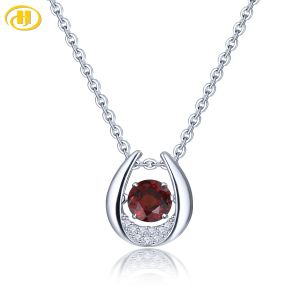 Hängen Natural Red Garnet Sterling Silver Pendants S925 smycken 0.6 Karat äkta ädelsten runda 5mm klassiska enkla designkvinnor gåvor