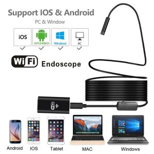 Endoscópio de Wi -Fi de Câmeras 720p Culva de Cabra de Cobra de Lente de 8mm Câmera de endoscópio à prova d'água para Android iPhone Repara Repary Tube Borescope