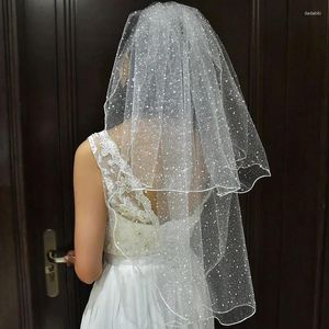 Bridal Veils MZA12 White Sparing Bride Wedding Weselna z różem 2 -poziomowym grzebieniem ołówkiem krawędzi Długość Długość