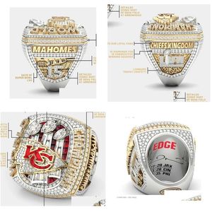 With Side Stones 2022 2023 Kc Team Champions Championship Ring Wooden Display Box Souvenir Men Fan Gift Drop Delivery Jewelry Dh28U