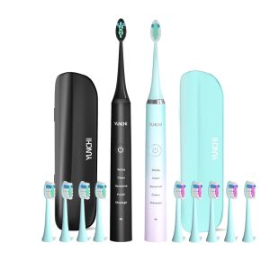 Heads Sonic Electric Toothbrush Soft Bristles Rechargeable Tooth Brushes IPX7 Waterproof 5 Mode Deep Clean for Adults Oral Care YUNCHI