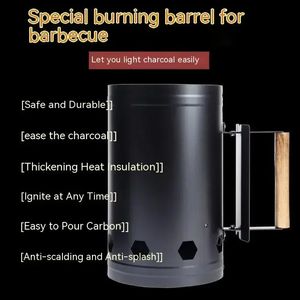 Ferramentas de churrasco com alça de ignição anti deslize para acampamento ao ar livre Chimney Starter Fire Grill Charcoal Fast Stove Barrels 240412