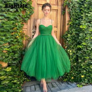 Party Dresses Eightale Green Prom Tulle Spaghetti Strap Belt A-Line Evening Clow for Wedding Arabic Celebrity Examensation