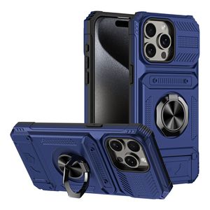 Casos de suporte do suporte do anel de moda para novo Apple 15 PROMAX Phone Case iPhone 15 com inserção de cartão oculto TPU + PC