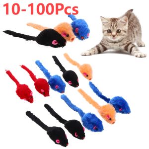 Brinquedos 10100pcs Toys de gato de gato Falso Mini Mini engraçado tocando brinquedos para gatos Plush Mini Toys de mouse Pet Supplies Interaction Color Random