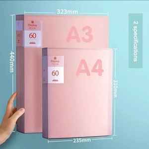 Pink A4 A3 Mapp Information Book Insert File Mapp Transparent Album Student Office Supplies Mapp Kontrakt Förvaringsväska 240416