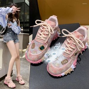 Casual Shoes High Appearance Level High-end Thick-soled Rhinestones Foreign Air Comfortable Non-slip Breathable Wear-resistant Women's