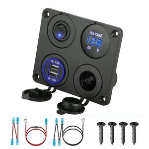 12-24V VAMES PANEL SNECKET DUAL USB Ładowarka z Rocker Switch Car Papieraninę Lekczliwość Digital Voltmeter do ciężarówki z łodzi samochodowymi ATV