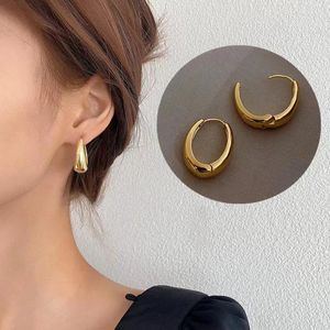 Hoop Earrings Temperament Glossy Metal U-shaped Ear Buckle Geometric Oval Retro Women Earring Accessories