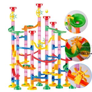 Блоки мраморные гоночные блок -блоки детские 3D -лабиринт бал -ролл игрушка DIY Marble Run Race Coaster Set 80/105/109/133PC Рождественский подарок