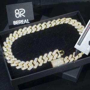 Collana hip hop personalizzata OEM ghiacciata 925 Bracciale a catena cubana moissanite argento 18K 24K Gold Tracciata per gli uomini gioielli