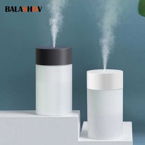 Humidifiers USB ultrasonic air humidifier 260ML LED light mini essential oil diffuser car purifier aromatic anion atomizer with romantic light Y240422