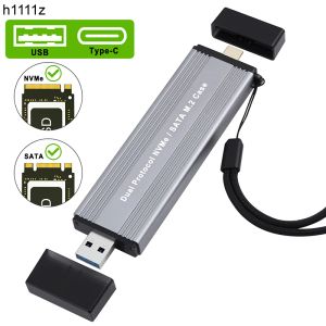 인클로저 듀얼 프로토콜 M2 SSD 케이스 USB3.0/typec to M.2 NVME SATA SSD 인클로저 어댑터 10GB USB3.1 Gen2 USB C 외부 SSD 박스 M/BM 키