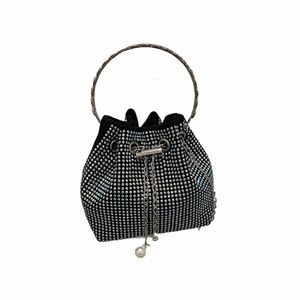 women Handbag Luxury Shiny Diamd Drawstring Evening Vintage Shoulder Bag For Women's Pouch Bag High Quality Ladys Clutch Purse x1a0#