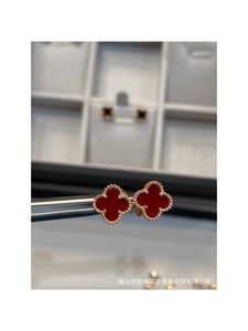 Designer charm Van 15mm size earrings womens Gold thickened plated 18k rose gold natural black agate white Fritillaria