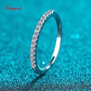 Anéis Smyoue Teste Passado Ring Moissanite Combation Wedding Diamond Band for Women 925 Sterling Silver Crown Feminino Anel de cauda única