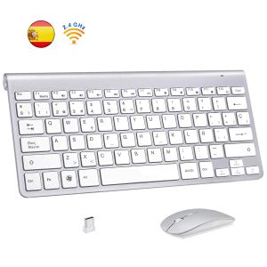 Studio Spanische drahtlose Keyboard -Maus 2.4g Ultra Slim Multimedia Keyboard Maus Kombie Low Rauschen für Laptop Desktop Windows Smart TV