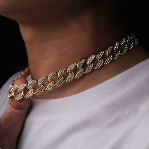 Mens Iced Out Chain Rose Gold Silver Miami Cuban Link Chains Halsband Hip Hop Halsband Juveler251V