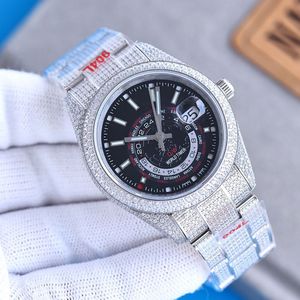 Luxury Mens Watch med 41mm Dial Rostfritt stål Diamond Strap Designer Watches Automatisk kedje Mekanisk armbandsur Casual Business Wristwatches