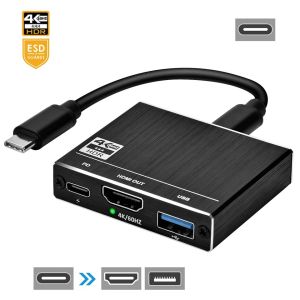 Hubs 2020 Best Thunderbolt 3 USB C Hub USB 3.1 an HDMI USB Typ C 100W Ladeanschluss USB 3.0 Hub -Adapter für Book Pro Samsung S9