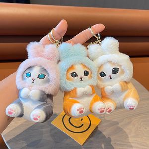 Japansk tecknad hajkatt förklädd som kanin plysch leksak hänge tjej hjärta liten katt docka gåva tjej