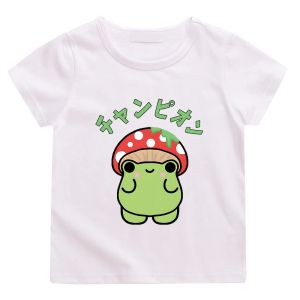 T-shirt carini indossando funghi stampare camicia rana magliette corte per ragazze maniche corta manica corta 100% maglietta in cotone ragazzi estivi magliette casual