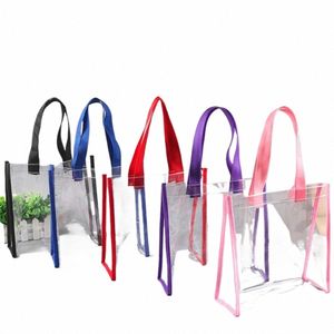 pvc Clear Tote Bag New Transparent Large Capacity Jelly Bag Plastic Gift Bag Cosmetics Shop g2Mn#