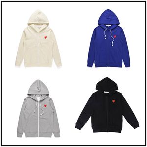 Erkek Hoodie Sweatshirts Kadın Fermuarı Gevşek Ceket Kırmızı Kalp Hardij Ceket