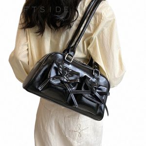 leftside Cute Bow Tie Design Underarm Bags for Women 2024 Y2K Korean Fi Handbags and Purses Pu Leather Shoulder Bag g7AR#