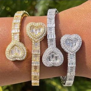 Fashion Hip Hop Love Spring Buckle Bracelet Trendy Diamond Bracelet Shining White Stone Luxury Couple Jewelry