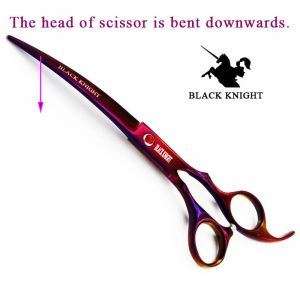 Scissors 7" Pet Grooming Scissors Professional Hair Cutting Shears for Dogs and Cats Curved Downward Purple Style