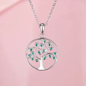 Pendants Crystal Tree Pendant Necklace For Lady Birthday Gift High Grade 925 Sterling Silver Chain Women Anniversary Jewelry