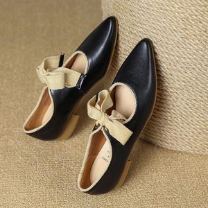 Sıradan Ayakkabı Kadınların Orijinal Deri Yaz Mary Janes Düz Oxford Loafers Moccasins Bahar Vintage Kadın