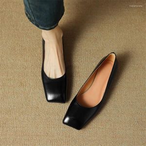 Casual Shoes Spring Sheepskin Women Square Toe Pumps Ballet For Zapatos De Mujer Concise Low Heels Ladies