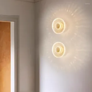 Wall Lamp Round Acrylic LED Light Gold Brass Modern For Bedroom Stairs Aisle Parlor 3 Changeable Drop