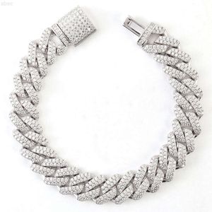 Gioielli Fashion Diamond Men Collane Catena di collegamento cubano 925 Sterling Silver Miami Iced Out 15mm VVS Moissanite Cuban Link Chain