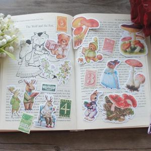 Подарочная упаковка 48pcs Forest Fairy Tales Bear Paper Stickbooking Diy упаковочная этикетка