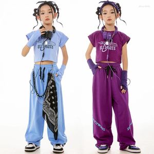 Stage Wear Girls Jazz Dance Clothes Hip Hop Costume Summer Crops Tops Pants Kids Ballroom Practice Kpop Hiphop Performance Suit BL12759