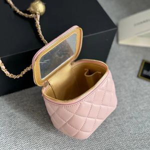 Com Mirror Women Sacos de Bolsas de ombro Mirror Crossbody Designer Luxury Mini Portable Box Cosmetic Batom Bolsa Bolsa de Vaidade Flap Golden Ball Chain 11cm