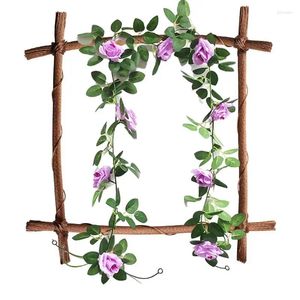 Dekorativa blommor Flower Vines Artificial Vine Fake Rose Rottan för bröllop juldekoration hängande girland festdekor