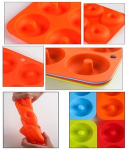 2021 DHL 4COLORS Silicone Donut Mold Baking Pan Diy Donuts 6 Graid Mold Molder Ferramentas de cozimento de bolos de molde de molde de silicone antiaderente4958841